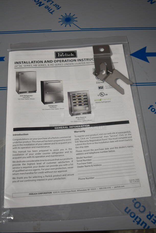 BRAND NEW! 2021 Perlick HB24RS4S-00-SRF0R Stainless Steel Commercial Single Door Undercounter Cooler. 115 Volts, 1 Phase. Tested and Working! - Image 4 of 5
