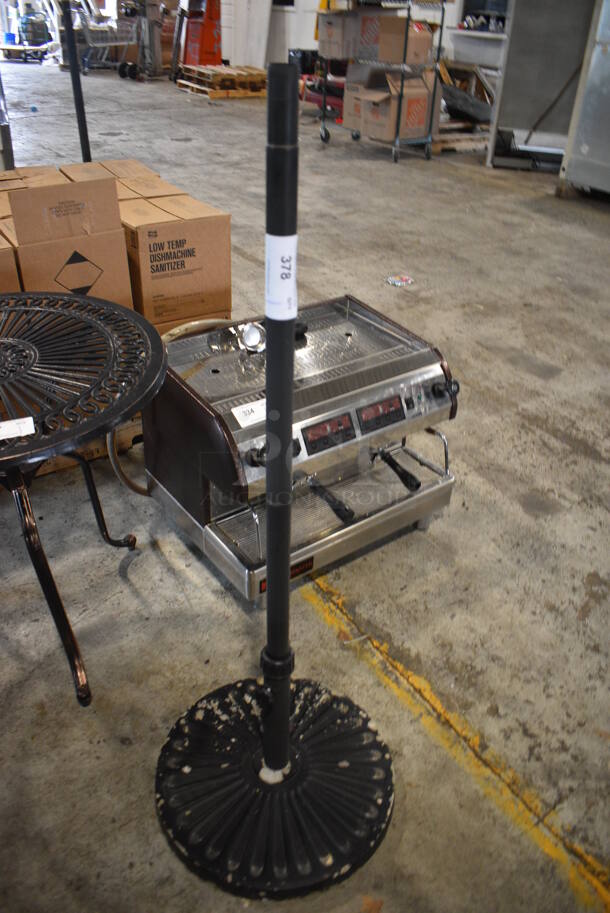 Black Metal Floor Style Patio Umbrella Stand. 19x19x51 - Image 1 of 3