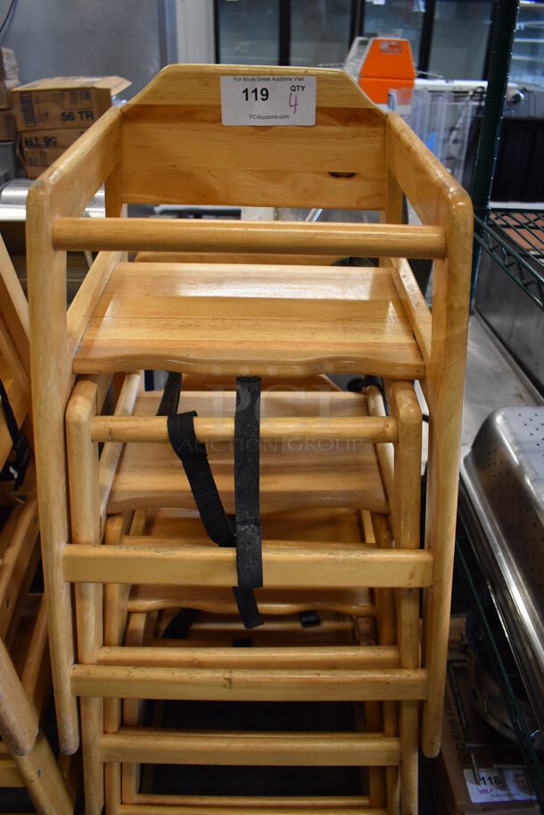 4 Wooden High Chairs. 19x20x29. 4 Times Your Bid! - Image 4 of 4