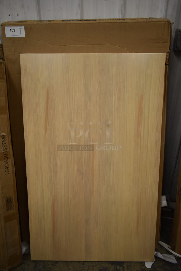BRAND NEW IN BOX! Lancaster Table & Seating 30"x48" Solid Wood Live Edge White Wash Tabletop. - Image 1 of 5
