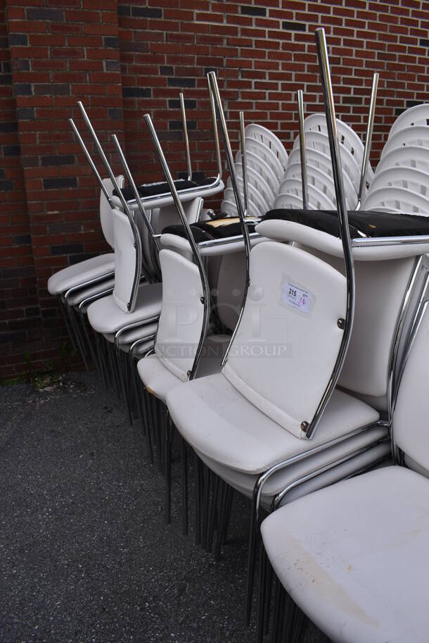 30 White Dining Chairs on Chrome Finish Legs. 20x19x34. 30 Times Your Bid! - Image 4 of 6