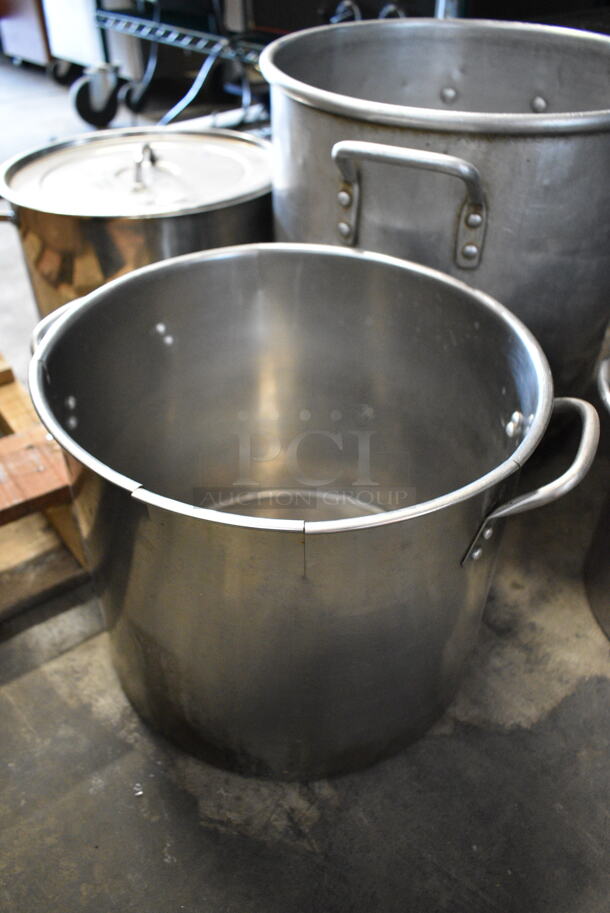 4 Metal Stock Pots w/ 1 Lid. Includes 13x13x9.5, 15x15x14, 10x10x9. 4 Times Your Bid! - Image 3 of 6