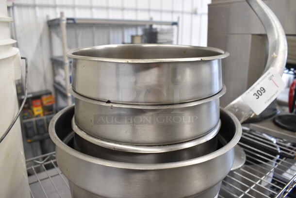 4 Stainless Steel Cylindrical Drop In Bins. 9.5x9.5x8, 11x11x8. 4 Times Your Bid! - Image 2 of 3