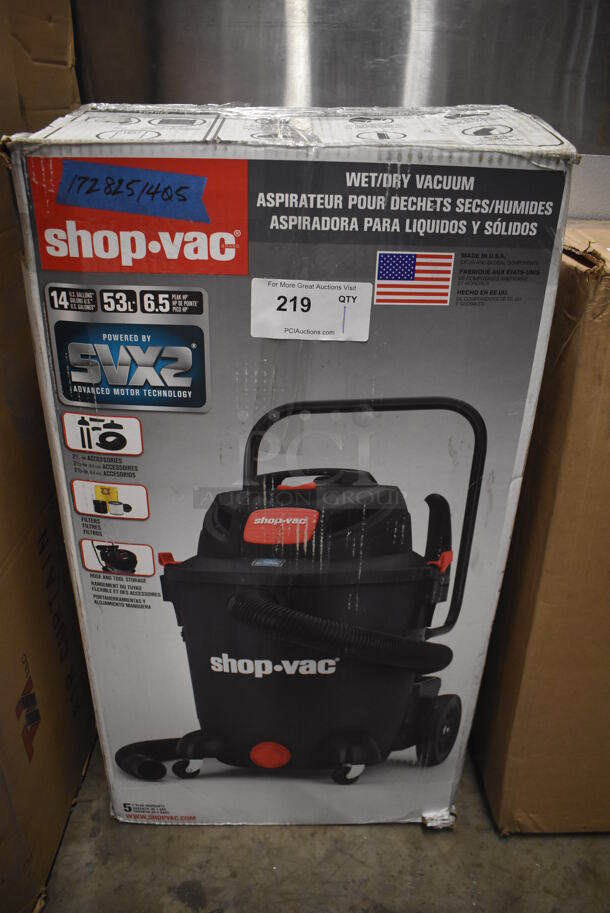 BRAND NEW IN BOX! Shop-Vac 8251405 14 Gallon 6.5 Peak HP Polyethylene Wet / Dry Vacuum with Tool Kit. 17x17x28. Tested and Working! - Image 6 of 7