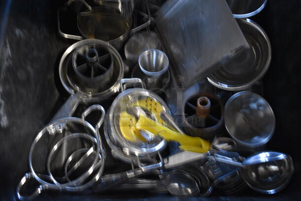ALL ONE MONEY! Lot of Various Metal Items Including Jiggers, Bowls and Buckets in Black Poly Bus Bin! - Image 3 of 5
