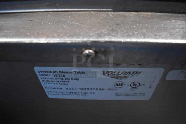 Vollrath 38218 Stainless Steel Commercial Electric Powered 4 Bay Steam Table w/ Under Shelf. 208-240 Volts, 1 Phase. 60.5x29.5x35 - Image 5 of 5