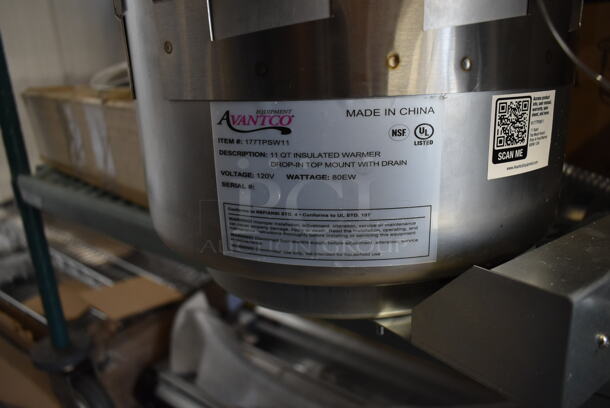 BRAND NEW SCRATCH AND DENT! Avantco 177TPSW11 Stainless Steel Commercial Electric Powered Round Drop In Warmer. 120 Volts, 1 Phase. Cannot Test Due To Plug Style - Image 6 of 7
