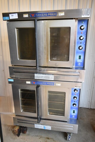 2 2019 Bakers Pride GDCO11G Cyclone Stainless Steel Commercial Natural Gas Powered Full Size Convection Oven w/ View Through Doors, Metal Oven Racks and Thermostatic Controls on Commercial Casters. 2 Times Your Bid! 