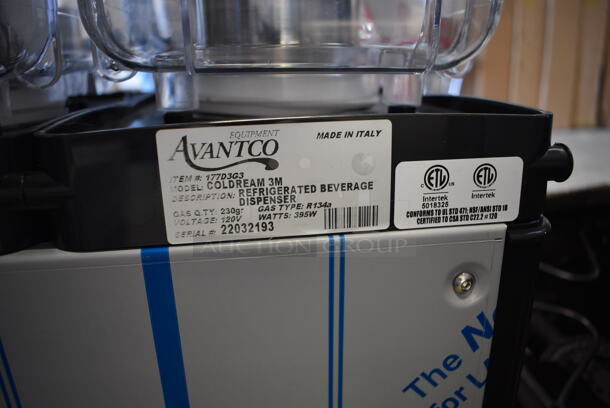 BRAND NEW SCRATCH AND DENT! Avantco COLDREAM 3M Stainless Steel Commercial Countertop 3 Hopper Refrigerated Beverage Machine. 120 Volts, 1 Phase. 23x16x27. Tested and Working! - Image 6 of 6