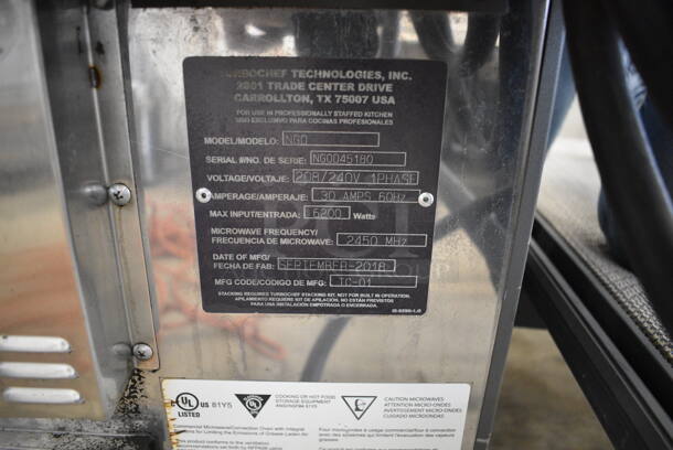 2018 Turbochef Model NGO Metal Commercial Countertop Rapid Cook Oven. 208/240 Volts, 1 Phase. 16x30x26 - Image 6 of 6
