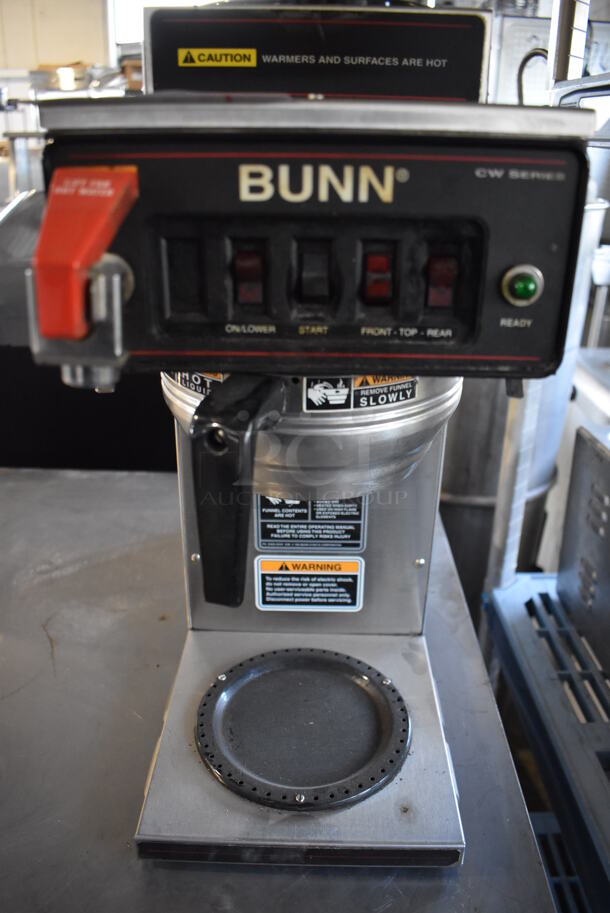 Bunn CW Series Stainless Steel Commercial 3 Burner Coffee Machine w/ Hot Water Dispenser and Metal Brew Basket. 8x21x19 - Image 5 of 6