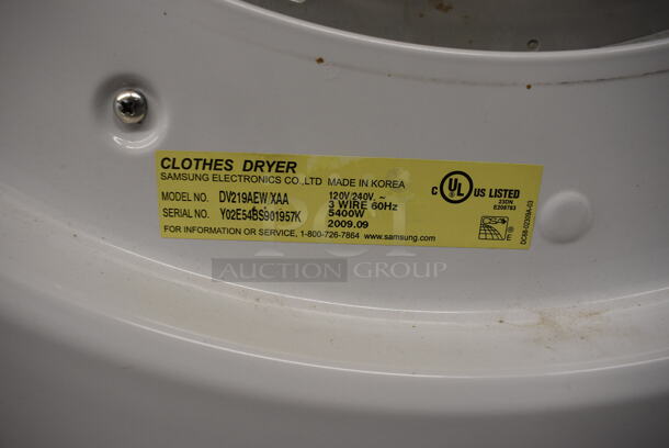 Samsung Model DV219AEW/XAA Front Load Dryer. 120/240 Volts, 1 Phase. 27x29x38 - Image 6 of 6