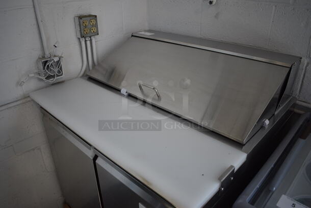 BRAND NEW SCRATCH AND DENT! Avantco Model 178SSPT36HC Stainless Steel Commercial Sandwich Salad Prep Table Bain Marie Mega Top on Commercial Casters. 115 Volts, 1 Phase. 36.5x30.5x37.5. Tested and Working! - Image 2 of 7