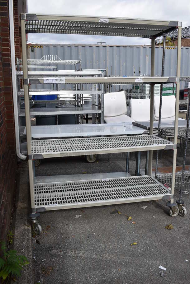 Metro Max Poly and Metal 4 Tier Wire Shelving Unit on Commercial Casters. BUYER MUST DISMANTLE. PCI CANNOT DISMANTLE FOR SHIPPING. PLEASE CONSIDER FREIGHT CHARGES. 60x24x80 - Image 3 of 5