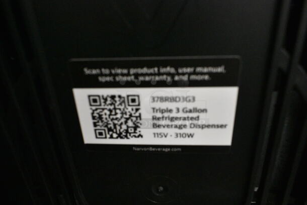 BRAND NEW SCRATCH AND DENT! Narvon 378RBD3G3 Stainless Steel Triple 3 Gallon Bowl Refrigerated Beverage Dispenser. 115 Volts, 1 Phase. Tested and Working! - Image 2 of 9