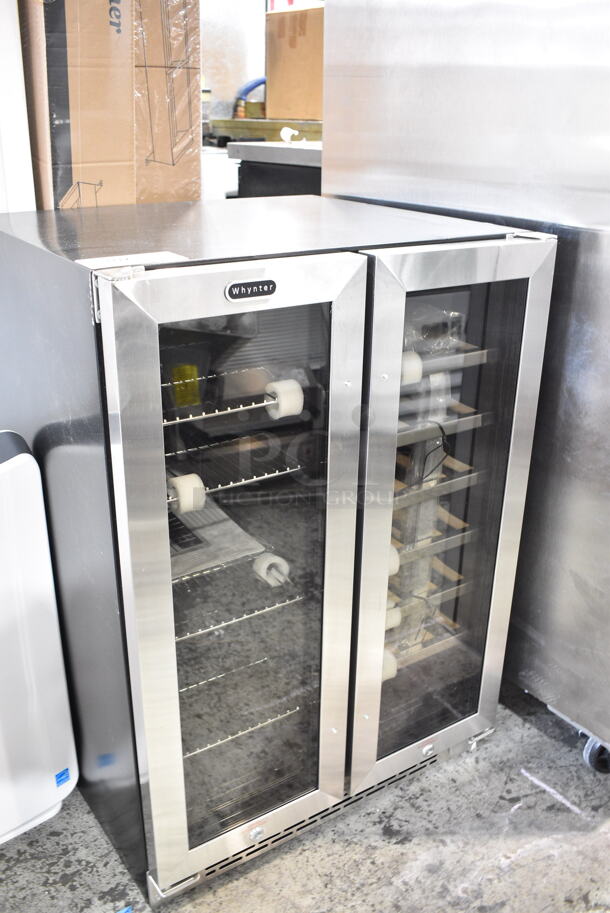 	BRAND NEW SCRATCH AND DENT! Whynter BWB-2060FDS 24" Built-In French Door Dual Zone 20 Bottle Wine 60 Can Beverage Cooler Merchandiser. 115 Volts, 1 Phase. Tested and Working! - Image 3 of 6