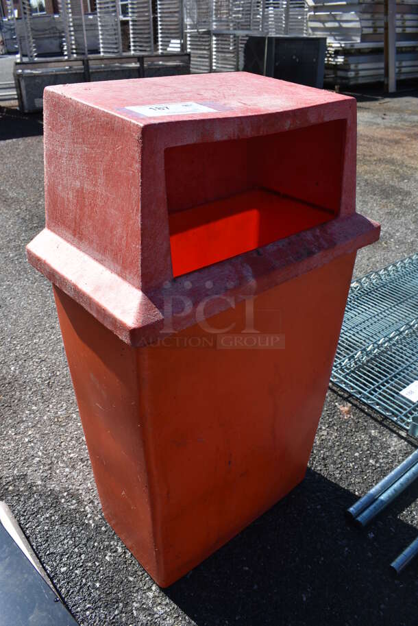 Red Poly Trash Can. 20x12x34 - Image 3 of 3