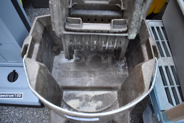 Brown Poly Mop Bucket w/ Wringing Attachment on Commercial Casters. 19x21x29 - Image 4 of 4