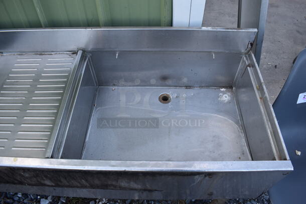 Stainless Steel Commercial 3 Bay Back Bar Sink w/ Dual Drain Boards, Ice Bin, Faucet and Handles. 83x19x32. Bays 10x14x10. Drain Boards 9x16x1 - Image 3 of 5