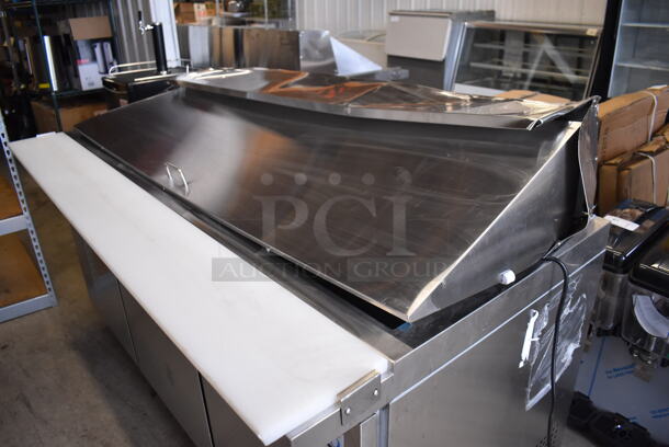 BRAND NEW SCRATCH AND DENT! Avantco 178APT71MHC Stainless Steel Commercial Sandwich Salad Prep Table Bain Marie Mega Top on Commercial Casters. 115 Volts,  Phase. 71x36x47. Tested and Working! - Image 3 of 11