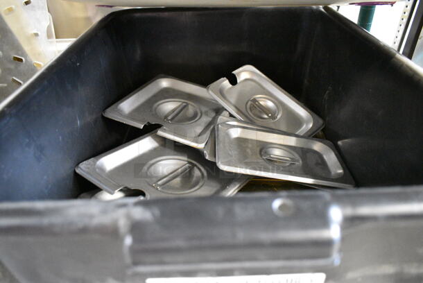 ALL ONE MONEY! Two Tier Lot of Various Items Including Stainless Steel Drop In Bins, Utensils, Metal Stock Pot and Cutting Boards - Image 11 of 12