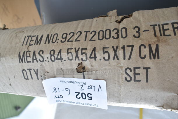 2 BRAND NEW SCRATCH AND DENT! Items; Choice 922T20030 33 3/4" x 21" x 37" Knocked Down 24 Gauge Stainless Steel 3 Shelf Utility Cart and Regency Work Tabletop. 2 Times Your Bid! - Image 3 of 6