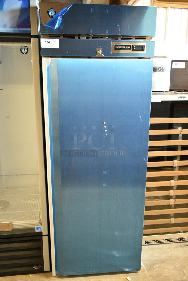 BRAND NEW SCRATCH AND DENT! 2024 Hoshizaki R1A-FS Stainless Steel Commercial Single Door Reach In Cooler w/ Poly Coated Racks. 115 Volts, 1 Phase. Tested and Working! - Image 1 of 4