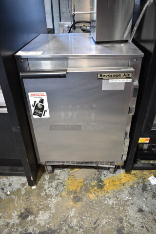 Beverage Air UCR20 Stainless Steel Commercial Single Door Undercounter Cooler on Commercial Casters. 115 Volts, 1 Phase. Tested and Working!