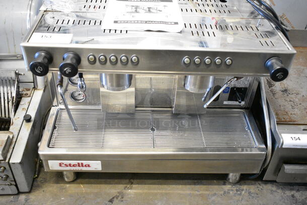 Estella ECEN2 Stainless Steel Commercial Countertop 2 Group Espresso Machine w/ Steam Wands. 220-240 Volts, 1 Phase.  - Image 2 of 7