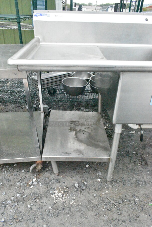 Stainless Steel Commercial 3 Bay Sink w/ Dual Drain Boards, Under Shelf, Faucet, Handles and Spray Nozzle Attachment. Bays 20x28x12. Drain Board 18x30 - Image 4 of 12