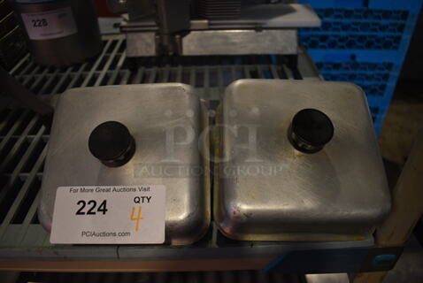 4 Metal Lids. 6.5x6.5x3. 4 Times Your Bid!