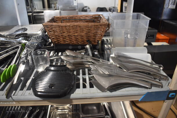 ALL ONE MONEY! Lot of Utensils Including Tongs, Silicone Spatulas, Spoons, Wicker Basket, Plastic Containers AND MORE!  - Image 5 of 5