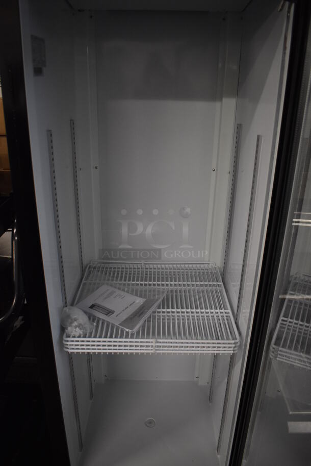 BRAND NEW SCRATCH AND DENT! KoolMore MDR-1GD-13C Metal Commercial Single Door Reach In Cooler Merchandiser w/ Poly Coated Racks. 115 Volts, 1 Phase. 23x24x78. Tested and Working! - Image 5 of 6