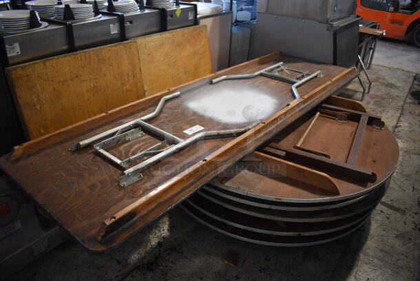 ALL ONE MONEY! Lot of 8 Various Items; 2 Tabletops, Folding Table and 5 Round Folding Tables. 54x54x31, 32x32x2, 96x31x31 - Image 1 of 4