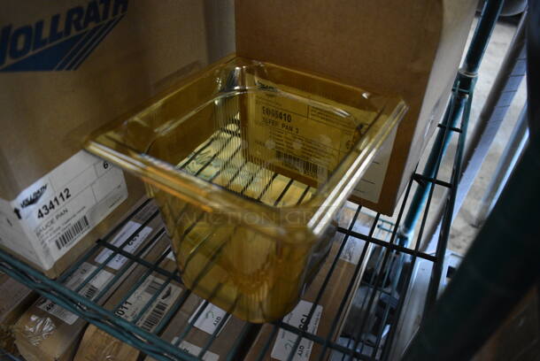 ALL ONE MONEY! Lot of 4 Vollrath Poly Amber Colored 1/6 Size Drop In Bins! 1/6x6 - Image 2 of 4