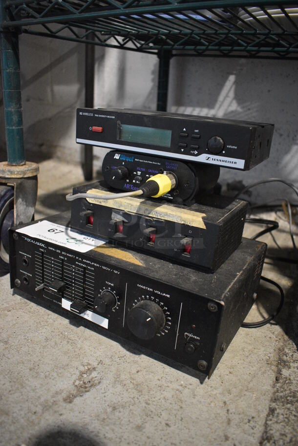 ALL ONE MONEY! Lot of Sennheiser XS Wireless True Diversity Receiver, Artcessories, Radio Shack Unit and Realistic MPA-25 PA Amplifier. Includes 10.5x7.5x4 - Image 5 of 5