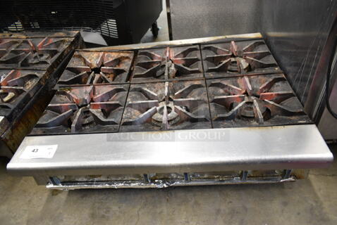 Stainless Steel Commercial Countertop Natural Gas Powered 6 Burner Range. 