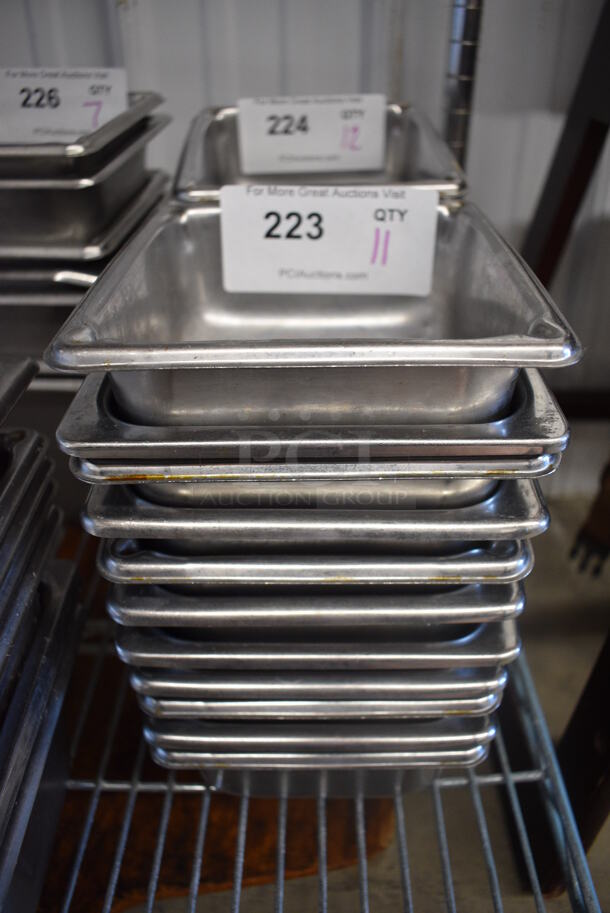 11 Stainless Steel 1/6 Size Drop In Bins. 1/6x2. 11 Times Your Bid!