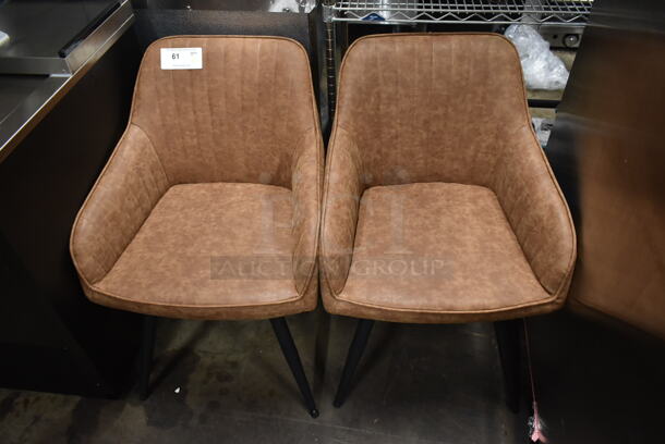 2 BRAND NEW SCRATCH AND DENT! Faux Leather Accent Arm Chairs for Living Room Leisure / Upholstered Chair with Metal Legs. 2 Times Your Bid!