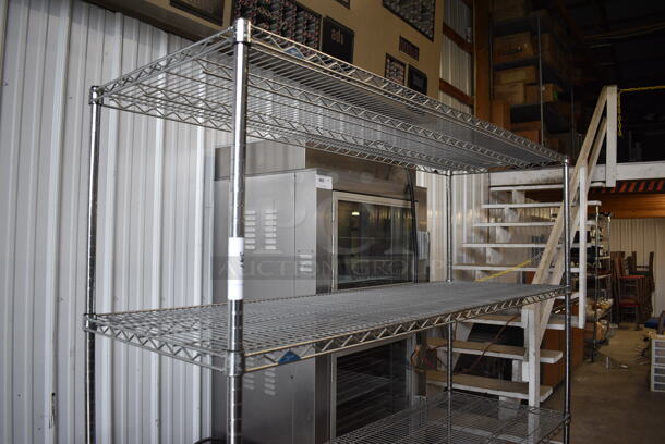 Metro Chrome Finish 4 Tier Shelving Unit. BUYER MUST DISMANTLE. PCI CANNOT DISMANTLE FOR SHIPPING. PLEASE CONSIDER FREIGHT CHARGES. 72x24x75 - Image 3 of 3