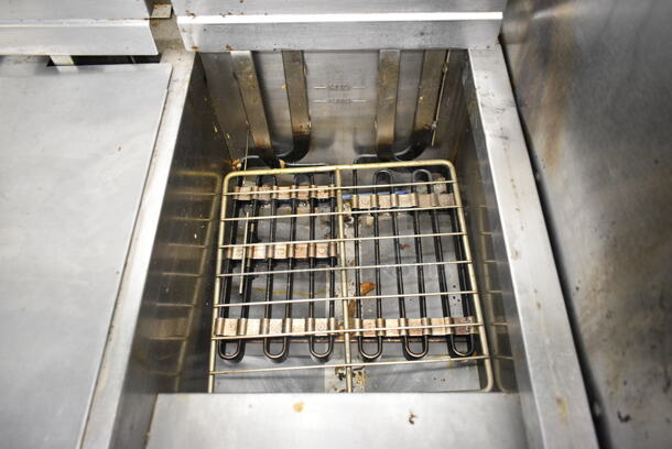 Vulcan 3ER50DF Stainless Steel Commercial Floor Style Electric Powered 3 Bay Deep Fat Fryer on Commercial Casters. 480 Volts, 3 Phase.  - Image 3 of 11