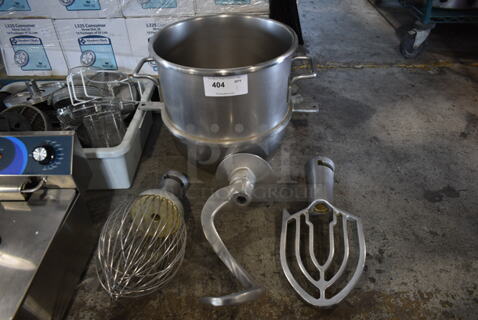 Stainless Steel Mixing Bowl w/ Dough Hook, Whisk and Paddle Attachments.