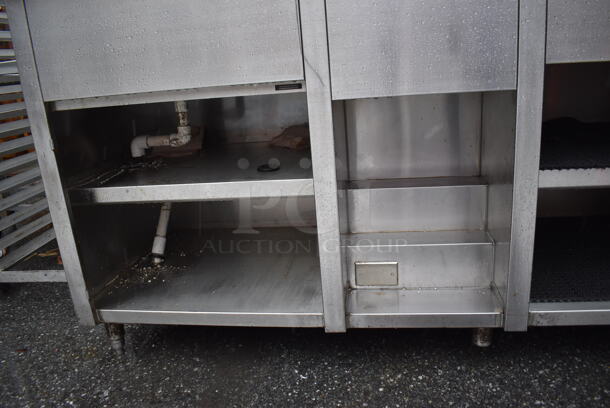 Stainless Steel Trough w/ Over Shelf and Under Shelves. 120x31x55  - Image 6 of 6