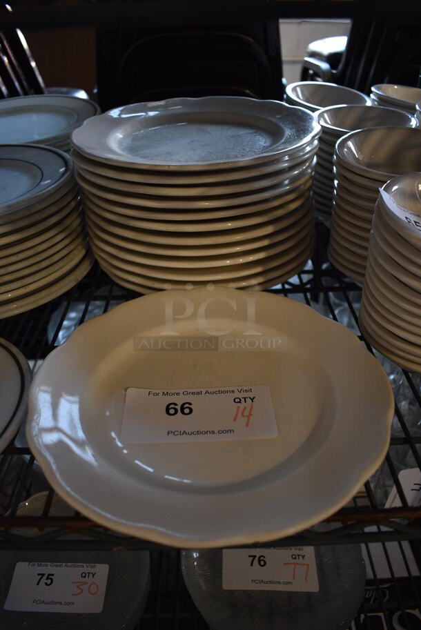 14 White Ceramic Plates. 9.5x9.5x1. 14 Times Your Bid! - Image 1 of 3