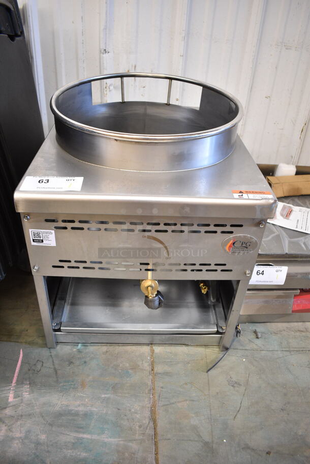 BRAND NEW SCRATCH AND DENT! Cooking Performance Group CPG 351WOKR16N Stainless Steel Commercial Countertop Natural Gas Powered Single Burner Stock Pot Range. 125,000 BTU.  - Image 2 of 8