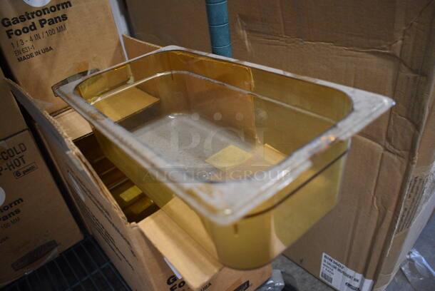 ALL ONE MONEY! Lot of 29 BRAND NEW IN BOX! Cambro Amber Colored 1/3 Size Drop In Bins. 1/3x4 - Image 2 of 3