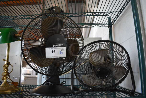 2 Black Metal Countertop Fans. 14x9x16, 12x6x11. 2 Times Your Bid!