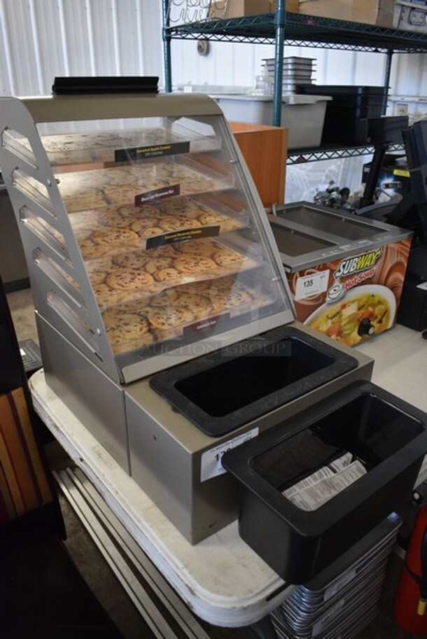 Nemco Brown Metal Countertop Cookie Display Case Merchandiser w/ Drink Holder Display and 2 Insulated Drop In Bins. 15.5x22x23.5. - Image 2 of 4