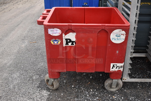 Red Poly Insulated Portable Ice Bin Cart on Casters. 36x27x35 - Image 1 of 6