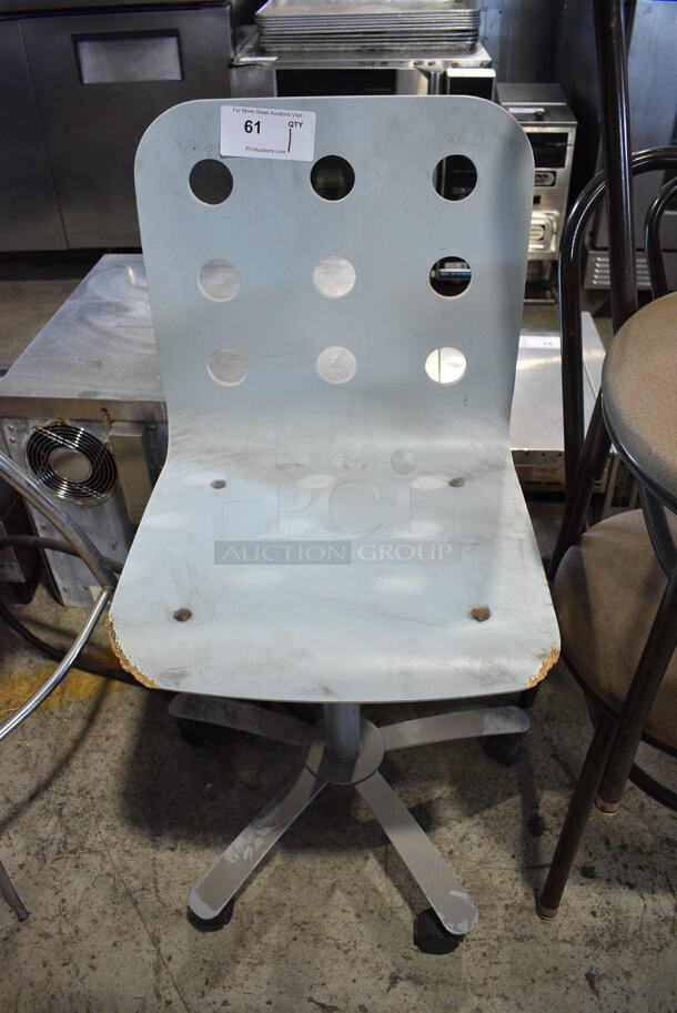 Blue Poly Chair on Casters. 17.5x17.5x36.5 - Image 1 of 4